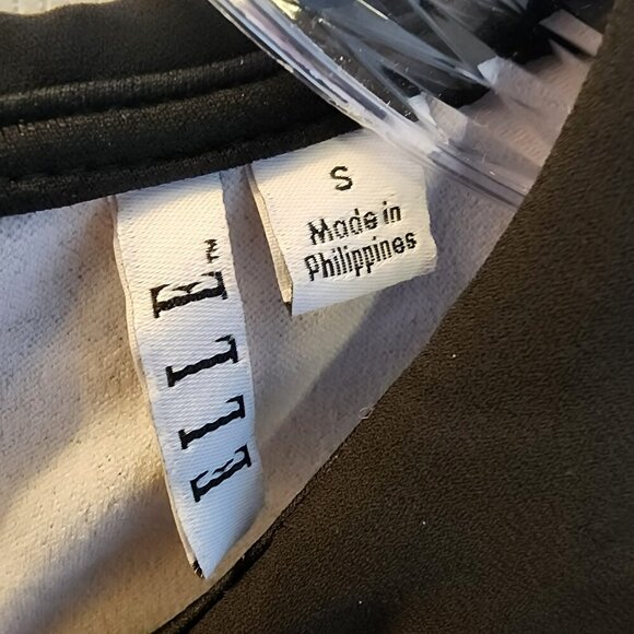 ELLE Dress Small Black White Striped Sleeveless Peter Pan Collar 32" Preowned - Picture 3 of 10